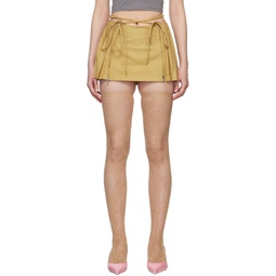 Tan Pleated Miniskirt 231119F090035