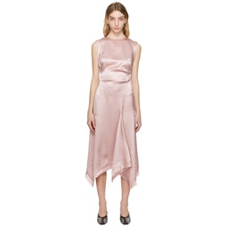 Pink Crinkled Midi Dress 231129F054010