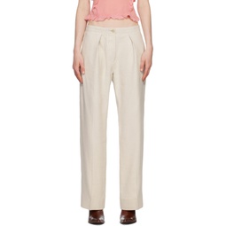 Off White Pleated Trousers 231129F087023