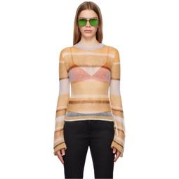 Brown Striped Sweater 231129F096015