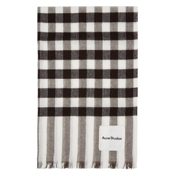 Brown   Off White Check Scarf 231129M150048