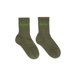 Khaki Logo Socks 231129M220012