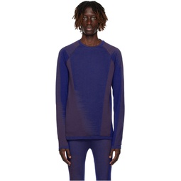 Blue   Purple Seamless Long Sleeve T Shirt 231138M213036