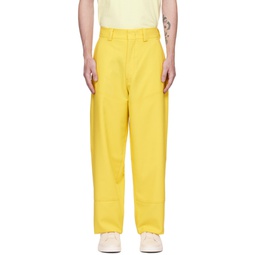 Yellow Paneled Trousers 231142M191036