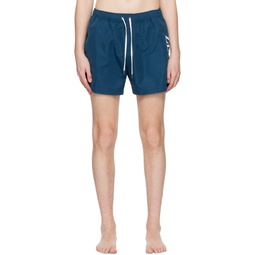 Blue Printed Swim Shorts 231142M208000