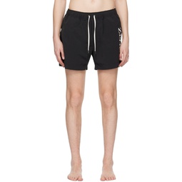 Black Printed Swim Shorts 231142M208001