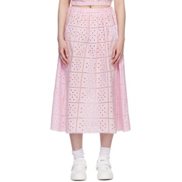 Pink Elasticized Midi Skirt 231144F092014