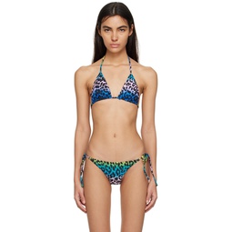 Multicolor Leopard Bikini Top 231144F105025