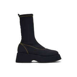 Black Retro Flatform Sock Boots 231144F114007