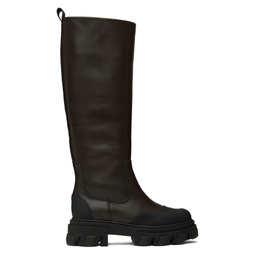 Brown Cleated Tubular Tall Boots 231144F115000