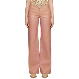 SSENSE Exclusive Pink Stain Leather Pants 231148F084000