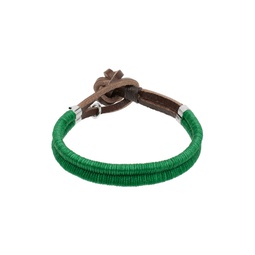 Green Braided Leather Bracelet 231148M142027