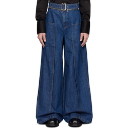 Navy Belted Jeans 231149M186002