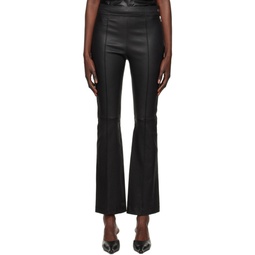 Black Cropped Flare Leather Pants 231154F084000