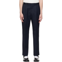 Navy Pleated Trousers 231168M191006