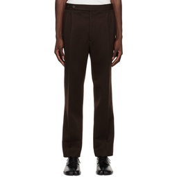 Brown Pleated Trousers 231168M191011