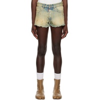 Blue Smudged Shorts 231168M193005