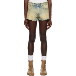 Blue Smudged Shorts 231168M193005