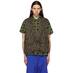 Khaki Bellows Pockets Vest 231175M185001