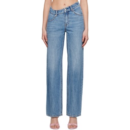 Blue Asymmetric Slouchy Jeans 231187F069014