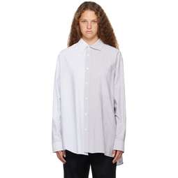 White   Blue Asymmetrical Shirt 231188F109001