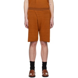 Orange Pleat Shorts 231191M193002