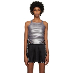 Silver Ruched Tank Top 231202F111002