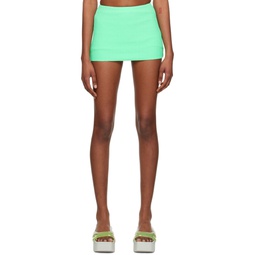 Green Textured Jacquard Miniskirt 231214F090009