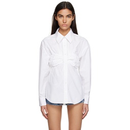 White Ruched Shirt 231214F109010