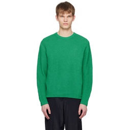 Green Open Work Sweater 231221M201009