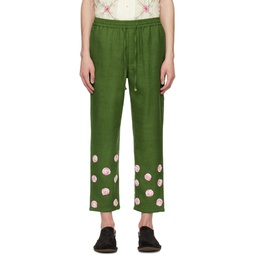 Green Applique Trousers 231245M191014