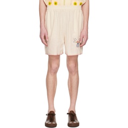 Off White Embroidered Shorts 231245M192034
