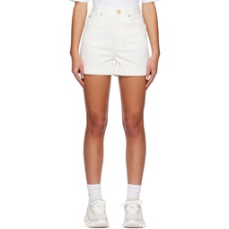White Plaque Denim Shorts 231251F088014