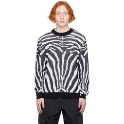Black   Gray Zebra Sweater 231251M201010