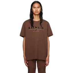 Brown Flocked T Shirt 231251M213067