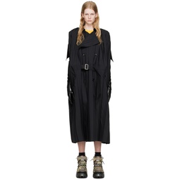Black Pleated Trench Coat 231253F068007
