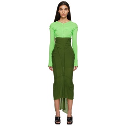 Green Fishtail Maxi Skirt 231258F093000