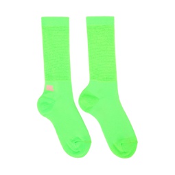 Green Open Knit Socks 231260F076000