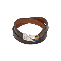 Brown Leather Hook Bracelet 231260M142007
