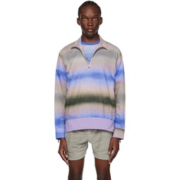 Blue   Brown Half Zip Sweater 231260M192025