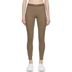 Taupe Embroidered Leggings 231278F085003
