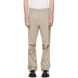 Beige Destroyed Trousers 231278M191018