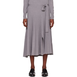 Gray Belted Midi Skirt 231283F092004