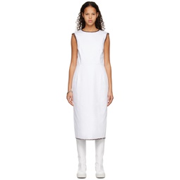 White Distressed Denim Midi Dress 231287F054000