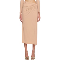Beige Knotted Maxi Skirt 231302F092001