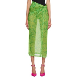 Green Printed Midi Skirt 231302F092005
