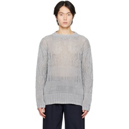 Gray Semi Sheer Sweater 231304M201000