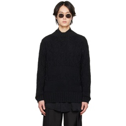 Black Semi Sheer Sweater 231304M201001