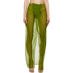 Green Wrap Maxi Skirt 231311F093002