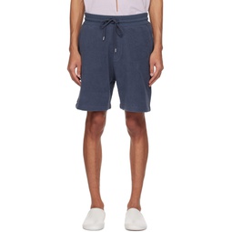 Blue Embroidered Shorts 231314M193002